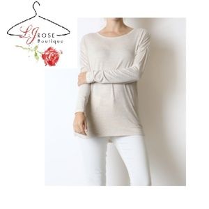 Drop‎ shoulder long sleeve top - Ivory Pink